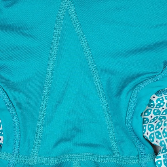 Beach House Women's 12 Teal White Print Emma Secure Pocket Swim Skirt Skort - Picture 7 of 9